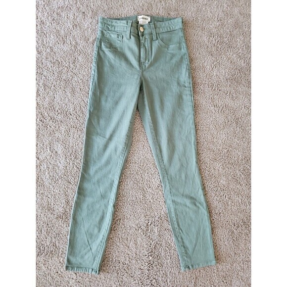 L'agence Margot Jean High Rise Skinny Army Green Denim Ankle Crop Stretch 25 - Picture 1 of 7